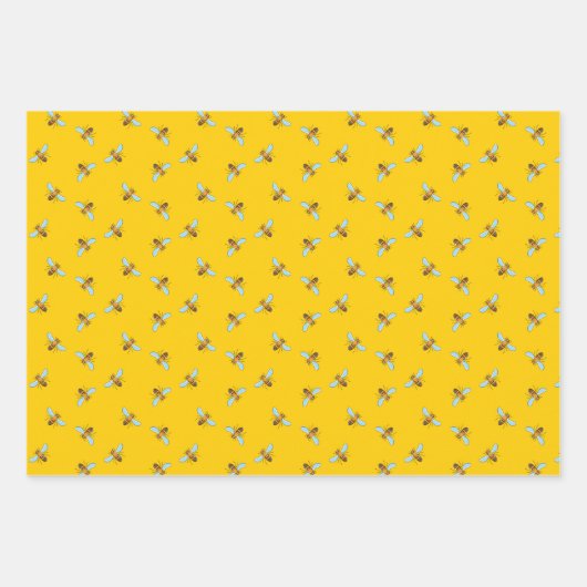 Bee Assortment Vier Verpakkingspapier Inpakpapier Vel (Voorkant 2)