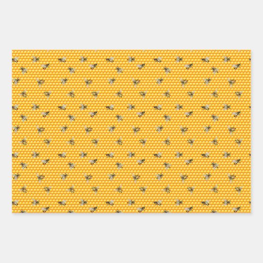 Bee Assortment Vier Verpakkingspapier Inpakpapier Vel (Voorkant)