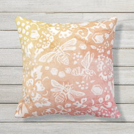 Bee Autumn Gold Red Rustic Cottage Farmhouse Buitenkussen