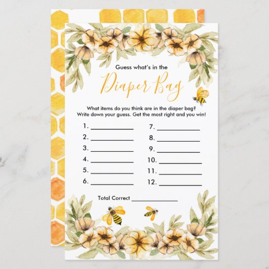 Bee Baby raad wat er in het luierbalspel zit (Voorkant / Achterkant)