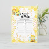 Bee Baby shower Baby ABC-game Kaart (Staand voorkant)