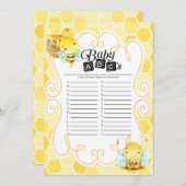 Bee Baby shower Baby ABC-game Kaart (Voorkant / Achterkant)