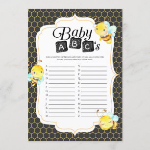 Bee Baby shower Baby ABC-game Kaart