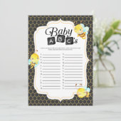 Bee Baby shower Baby ABC's Game Kaart (Staand voorkant)