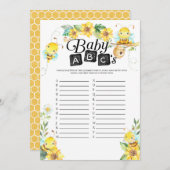 Bee baby shower baby ABC's spel Kaart (Voorkant / Achterkant)