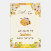 Bee Baby shower Bloemen Honingraat Welkom Acryl Bord (Voorkant)