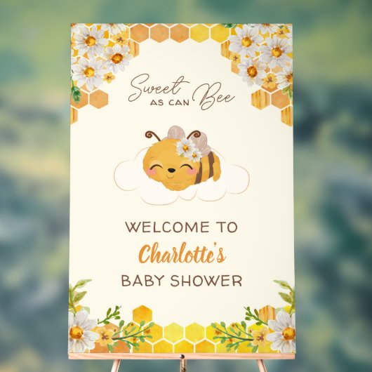 Bee Baby shower Bloemen Honingraat Welkom Acryl Bord (Neutraal)