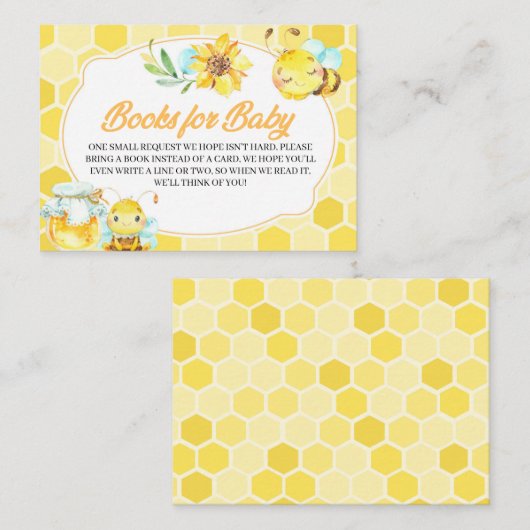 Bee Baby shower Books for Baby Enclosure Card Informatiekaartje (Voorkant / Achterkant)
