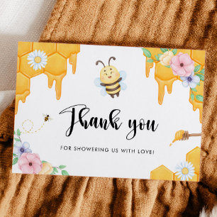 Bee Baby shower Dank u Kaart