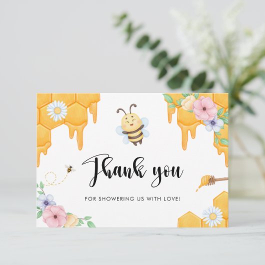 Bee Baby shower Dank u Kaart (Staand voorkant)