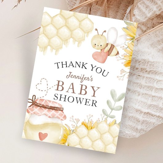 Bee Baby shower Dank u kaarten