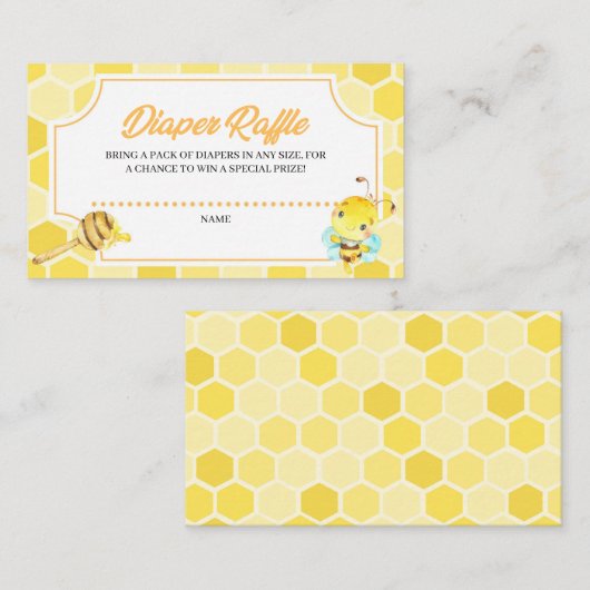 Bee Baby shower Diaper Raffle Enclosure Card Informatiekaartje (Voorkant / Achterkant)