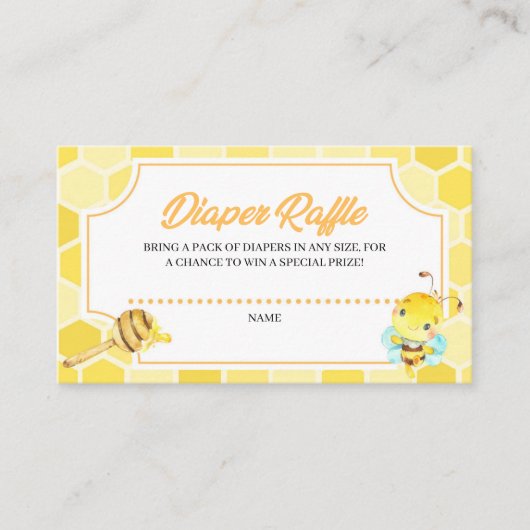 Bee Baby shower Diaper Raffle Enclosure Card Informatiekaartje (Voorkant)