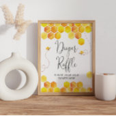 Bee baby shower Diaper Raffle-teken Poster
