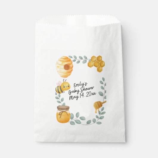 Bee Baby Shower Favor Bag Bedankzakje (Voorkant)