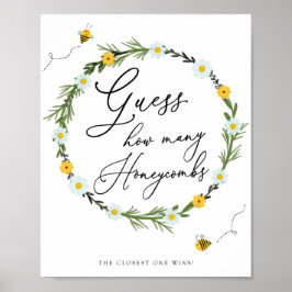 Bee Baby shower Game raad hoeveel honingraten Poster