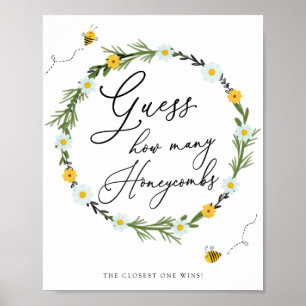 Bee Baby shower Game raad hoeveel honingraten Poster