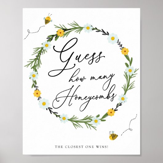 Bee Baby shower Game raad hoeveel honingraten Poster (Voorkant)