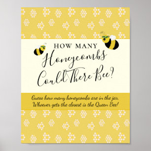 Bee Baby shower Game raad hoeveel honingraten Poster