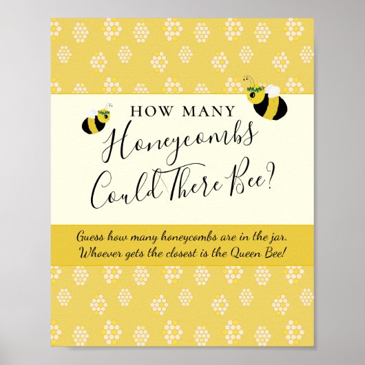 Bee Baby shower Game raad hoeveel honingraten Poster (Voorkant)