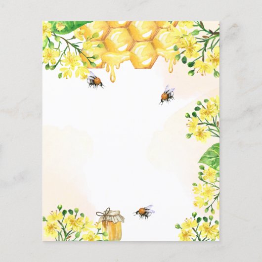 Bee Baby shower geel bloemengender onthullen budge (Achterkant)