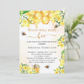 Bee Baby shower gele florale geslachtsdelen Kaart (Staand voorkant)