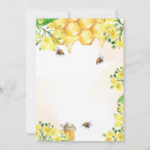 Bee Baby shower gele florale geslachtsdelen Kaart (Achterkant)