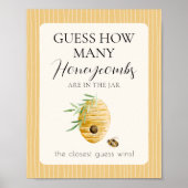 Bee Baby Shower Guess How Many Game Table Sign Poster (Voorkant)