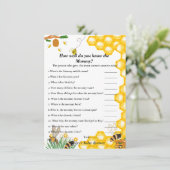 Bee Baby shower Hoe goed je weet mama spel kaart (Staand voorkant)