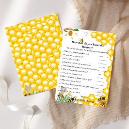 Bee Baby shower Hoe goed je weet mama spel kaart