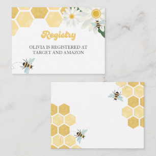 Bee Baby shower honeycomb daisies gift register Informatiekaartje