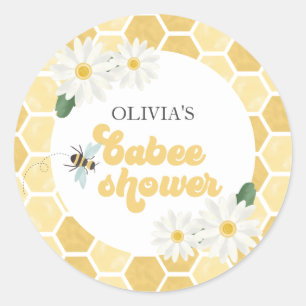 Bee baby shower honingraat en madeliefjes ronde sticker
