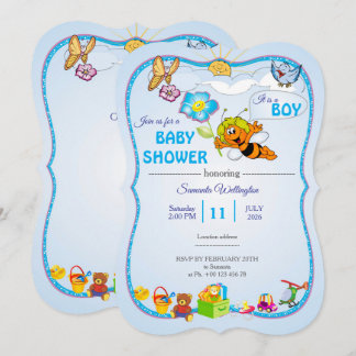 Bee Baby Shower Invitation for boy Kaart