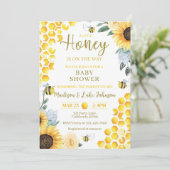 Bee Baby shower Invitation Honey Baby shower Invit Kaart (Staand voorkant)