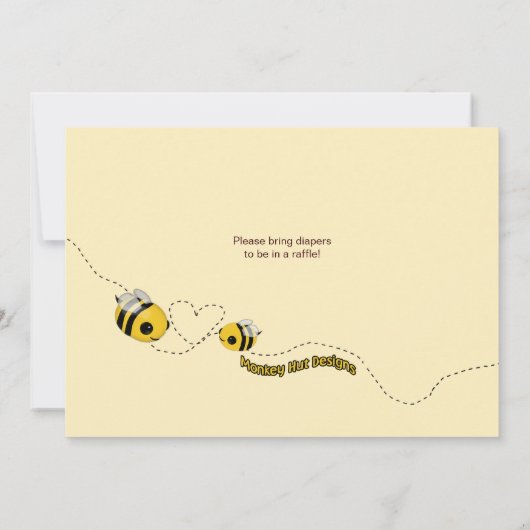 BÈE Baby shower Invitation - Kute as can "bee" Kaart (Achterkant)