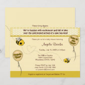 BÈE Baby shower Invitation - Kute as can "bee" Kaart (Voorkant / Achterkant)
