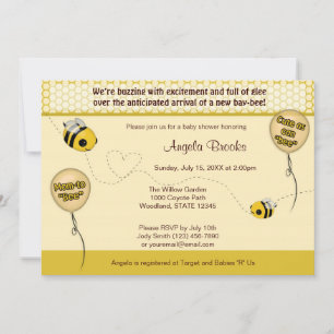 BÈE Baby shower Invitation - Kute as can "bee" Kaart