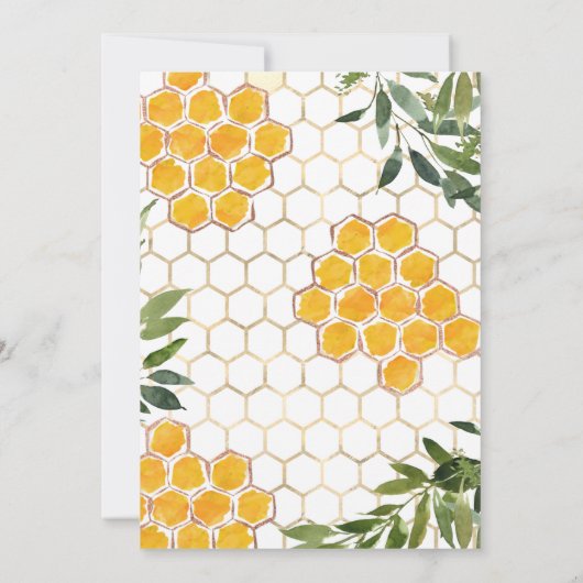 Bee Baby shower Invitation, Oh Honey Babee Neutral Kaart (Achterkant)