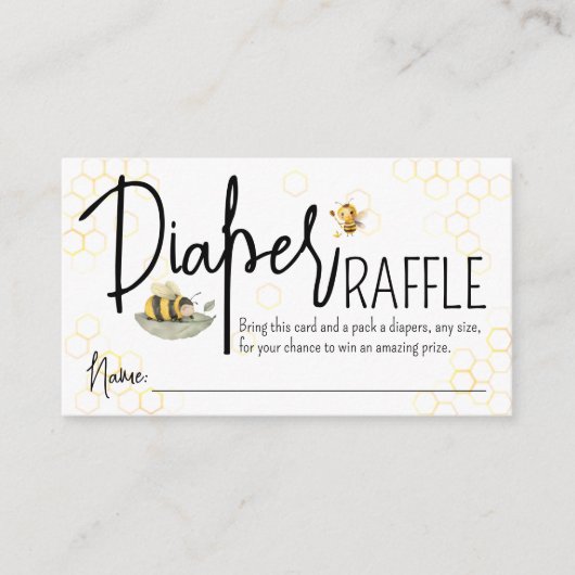 Bee Baby shower Jongen of Meisje Sweet Luier Raffl Informatiekaartje (Voorkant)