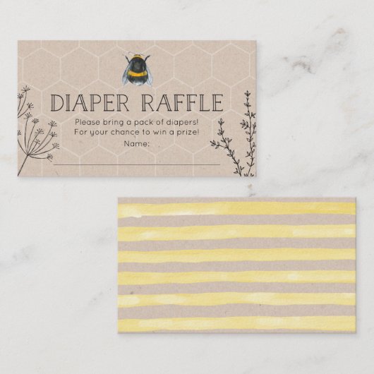 Bee Baby shower Luier Raffle Baby shower Kaart (Voorkant / Achterkant)