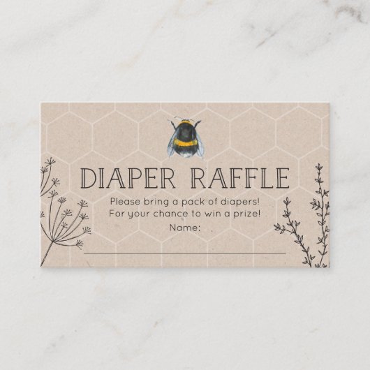 Bee Baby shower Luier Raffle Baby shower Kaart (Voorkant)