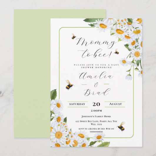 Bee Baby shower Mama to Bee Zo Zoet Als Kan Zijn Kaart (Voorkant / Achterkant)