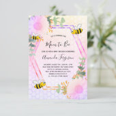 Bee Baby shower meisje floral greenery mam voor bi Kaart (Staand voorkant)