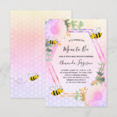 Bee Baby shower meisje floral greenery mam voor bi Kaart (Voorkant / Achterkant)