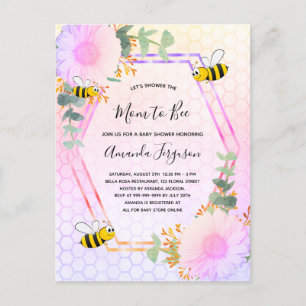 Bee Baby shower meisje floral greenery mam voor bi Uitnodiging Briefkaart