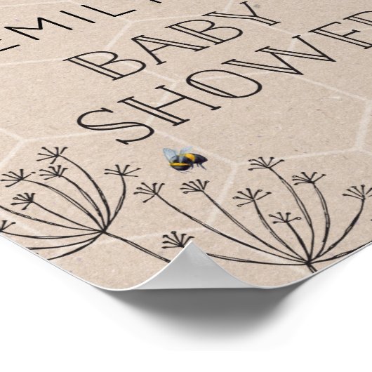 Bee Baby shower Natural Welcome Sign Poster (Hoek)