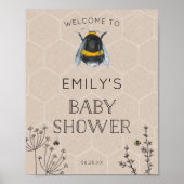 Bee Baby shower Natural Welcome Sign Poster (Voorkant)