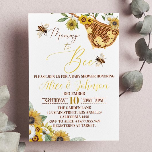 Bee Baby shower nodiging mama uit om te worden Kaart