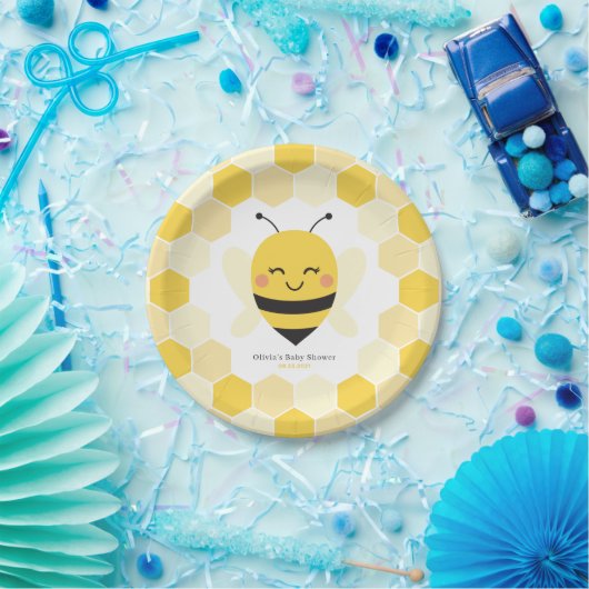 Bee Baby shower Papier Borden met Honeycomb Design Papieren Bordje (Feest)