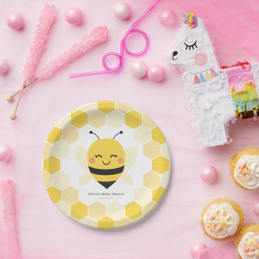 Bee Baby shower Papier Borden met Honeycomb Design Papieren Bordje (Feest)